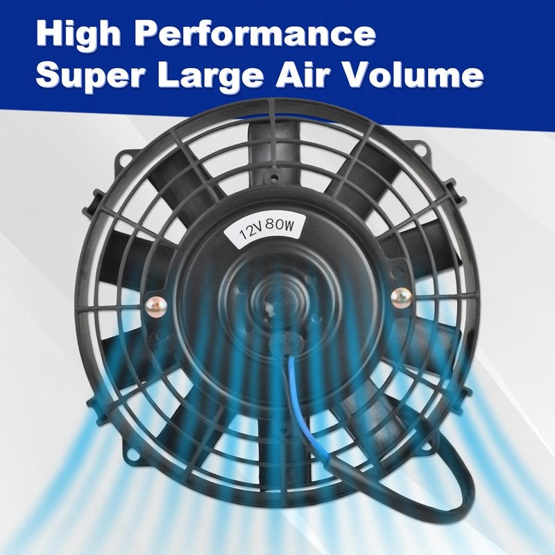 SSN 7" Electric Radiator Cooling Fan Assembly Kit, Push Pull Electric Radiator Universal Slim Fan with 12V 80W Mount Kit Black - Image 5